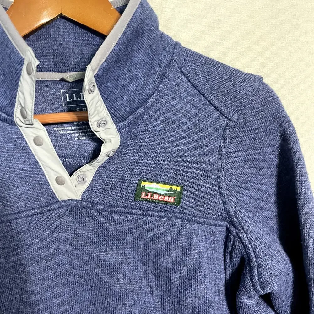 L.L. Bean Men's Sweater Fleece Snap Pullover Purple‎ Regular - Size S
